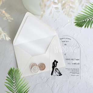 Elegant Vintage Classy Couple Dancing Wedding Acrylic Invitations