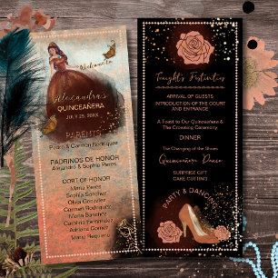 Elegant Vintage Copper Rose Quinceañera Program