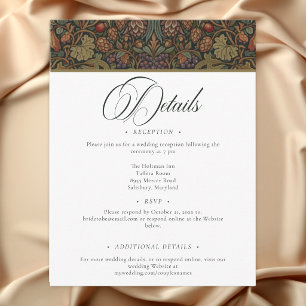 Elegant Vintage Cottage Botanical Fall Wedding Enclosure Card