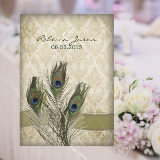 elegant vintage cream damask peacock wedding invitation (elegant vintage cream damask peacock wedding invitation)