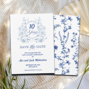 Elegant Vintage Crest 10th Wedding Anniversary Save The Date