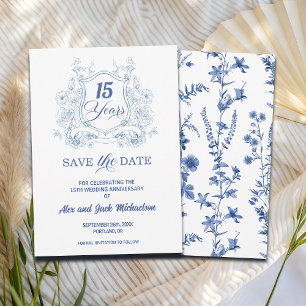 Elegant Vintage Crest 15th Wedding Anniversary Save The Date
