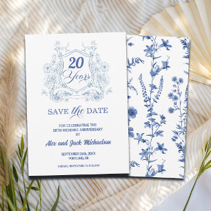 Elegant Vintage Crest 20th Wedding Anniversary Save The Date