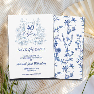 Elegant Vintage Crest 40th Wedding Anniversary Save The Date