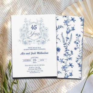 Elegant Vintage Crest 45th Wedding Anniversary Invitation