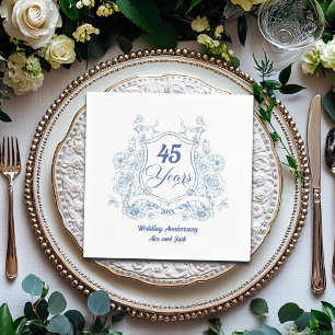 Elegant Vintage Crest 45th Wedding Anniversary Napkin