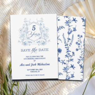 Elegant Vintage Crest 5th Wedding Anniversary Save The Date