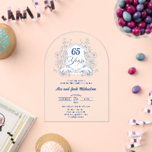 Elegant Vintage Crest 65th Wedding Anniversary Acrylic Invitations