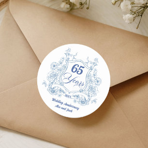 Elegant Vintage Crest 65th Wedding Anniversary Classic Round Sticker