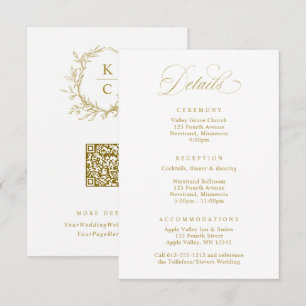 Elegant Vintage Crest Wedding Logo Details Enclosure Card