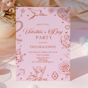 Elegant Vintage Cupid Valentine's Day Party Invitation