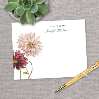 Elegant Vintage Dahlia Floral w/ Name Card