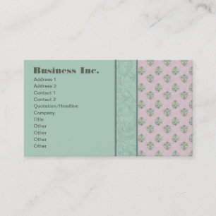 Elegant Vintage Damask Blue and Pink Business Card