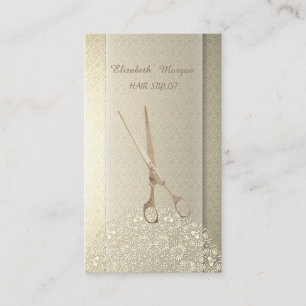 Elegant Vintage,Damask, Lace,Scissors Business Card