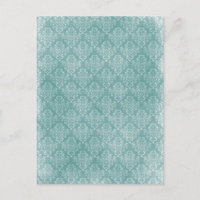 Elegant vintage damask pattern white faded grunge postcard (Front)