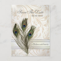 elegant vintage damask peacock Save the date
