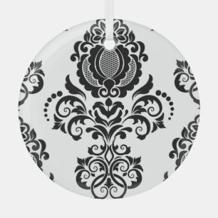 Elegant Vintage Damask Seamless Texture Glass Tree Decoration