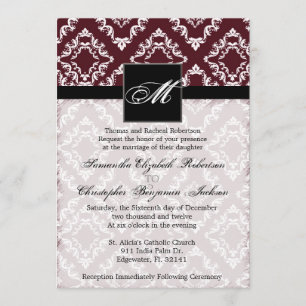 Elegant Vintage Damask Wedding Invite