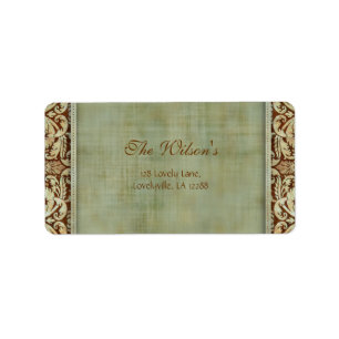 Elegant Vintage Damask Wedding Label Address 2