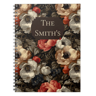 Elegant Vintage Dark Floral Family Notebook