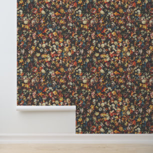 Elegant Vintage Dark Moody Abstract Floral Wallpaper