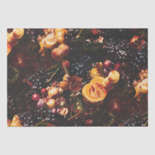 Elegant Vintage Dark Moody Dutch Art Fruit Tissue Paper