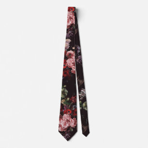 Elegant Vintage Dark Moody Floral Tie