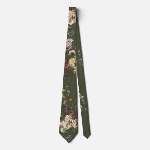 Elegant Vintage Dark Moody Floral Tie