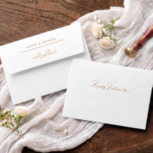 Elegant Vintage Dark Orange French Floral Wedding Envelope