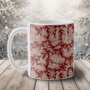 Elegant vintage dark red toile de jouy  coffee mug