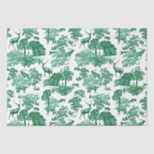 Elegant Vintage Deer Fox Green Country Toile Tissue Paper