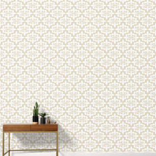 Elegant Vintage Delicate Soft Beige Damask Wallpaper
