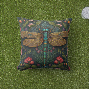 Elegant Vintage dragonfly boho botanical Cushion