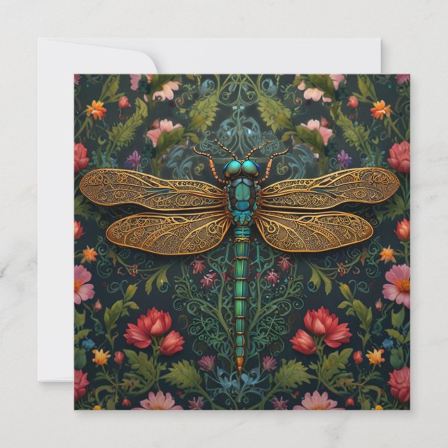 Elegant Vintage dragonfly boho botanical  Invitation (Front)