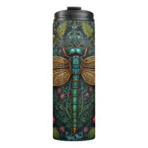 Elegant Vintage dragonfly boho botanical  Thermal Tumbler