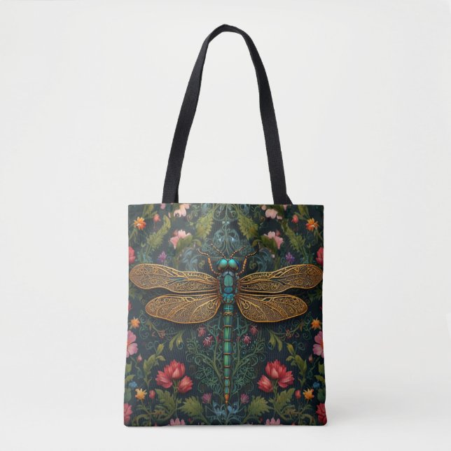 Elegant Vintage dragonfly boho botanical  Tote Bag (Front)