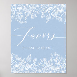Elegant Vintage Dusty Blue Floral Favours Sign