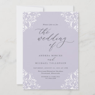 Elegant Vintage Dusty Purple Wedding Invitation