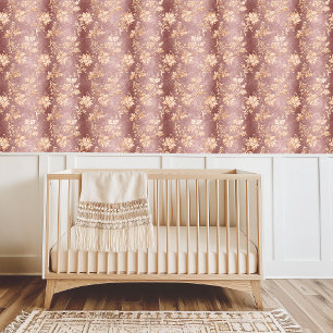 Elegant Vintage Dusty Rose Gold Floral Wallpaper