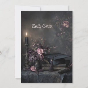 Elegant Vintage Editable Cap Graduation Party Invitation