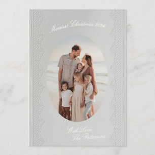 Elegant Vintage Embossed Lace Christmas Photo Holiday Card