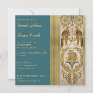 Elegant Vintage Embroidered Wedding Invitation
