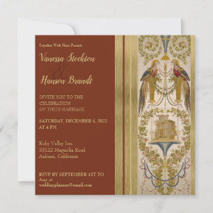 Elegant Vintage Embroidered Wedding Invitation