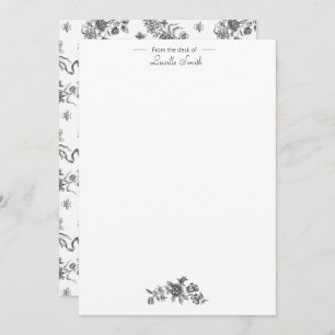 Elegant Vintage Engraved Black Roses and Ribbons Card