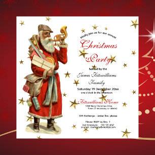Elegant Vintage Father Christmas Party Invitation