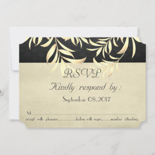 Elegant Vintage Faux Gold Leaves  RSVP Invitation