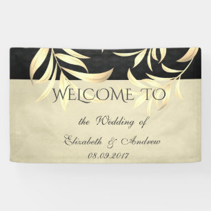 Elegant Vintage Faux Gold Leaves  Wedding Banner