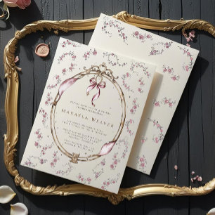 Elegant Vintage Floral Antique Frame Bridal Shower Invitation
