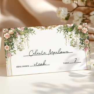 Elegant Vintage Floral Arch Garden Wedding Place Card