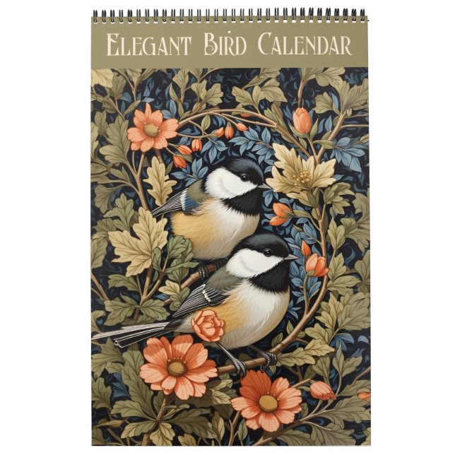 Elegant Vintage Floral Birds 2025 Calendar (Cover)